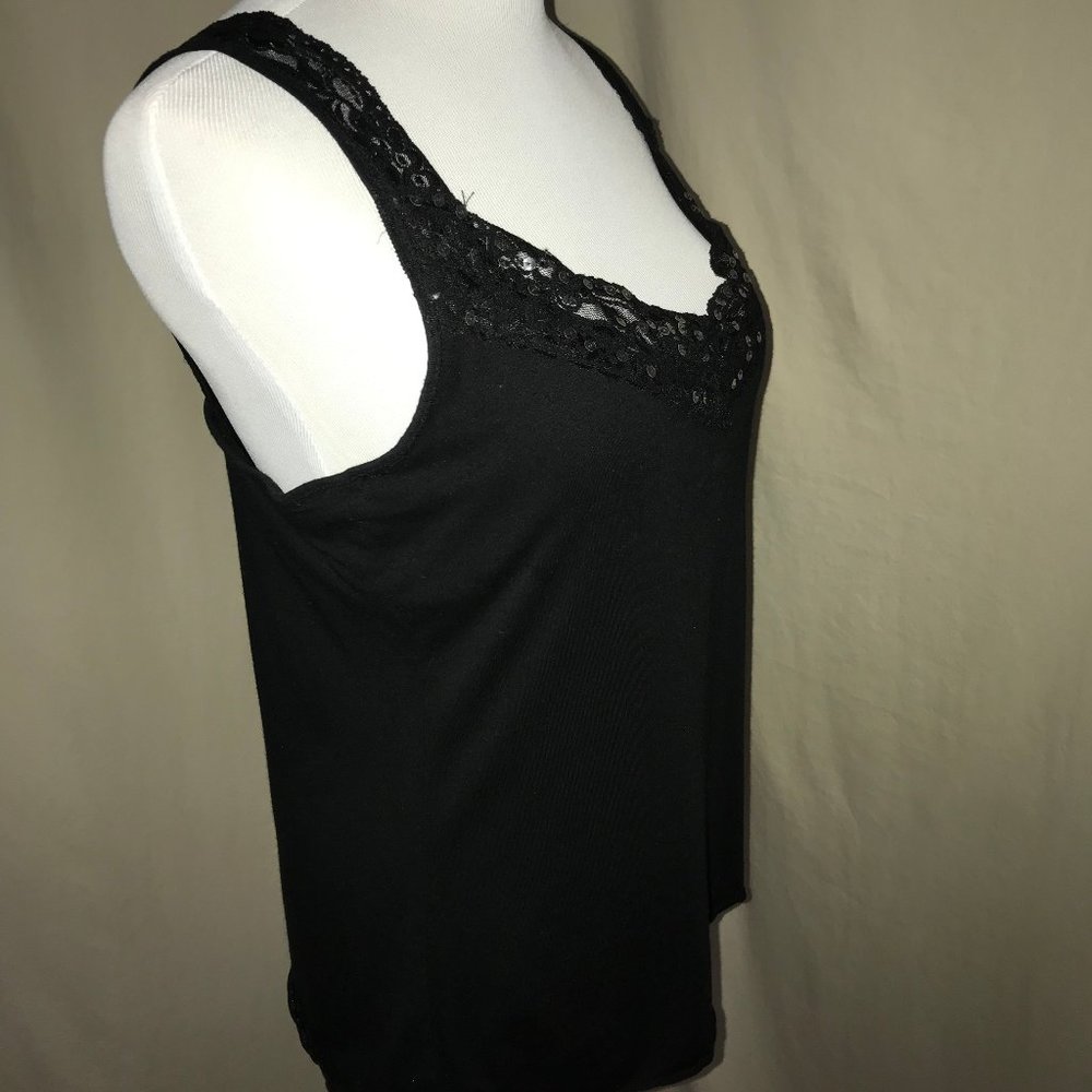 Lace and Sequin Trimmed Ladies Tank